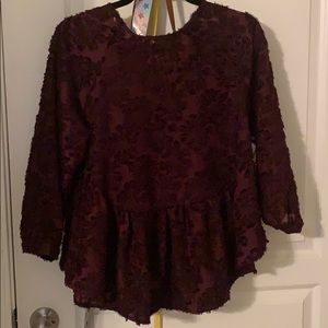 burgundy lace long sleeve top